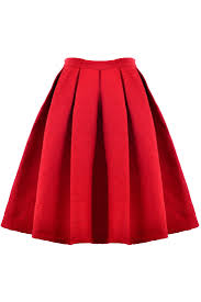 red pleated skirt
